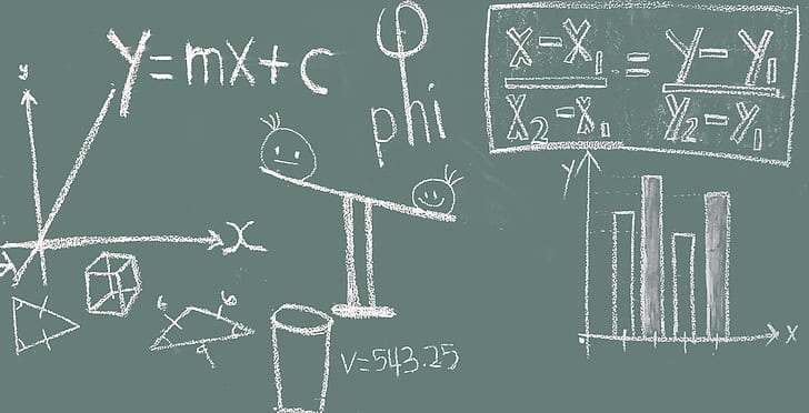 Chalkboard with Math, teach, communication, chalk  art equipment, sketch Free HD Wallpaper