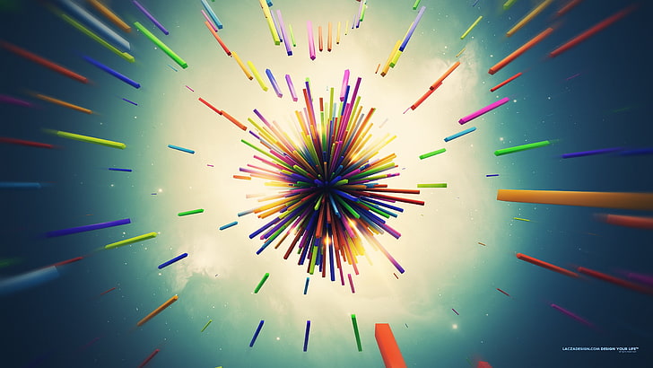 Colorful Abstract Art, shapes, firework display, digital art, blurred motion