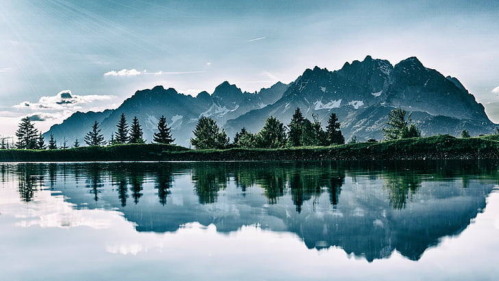 Cool Nature Landscapes, daytime, lake, cloud, mountain range Free HD Wallpaper