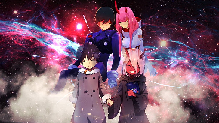 Darling in Franxx Hiro and Zero Two, two people, positive emotion, bonding, standing Free HD Wallpaper