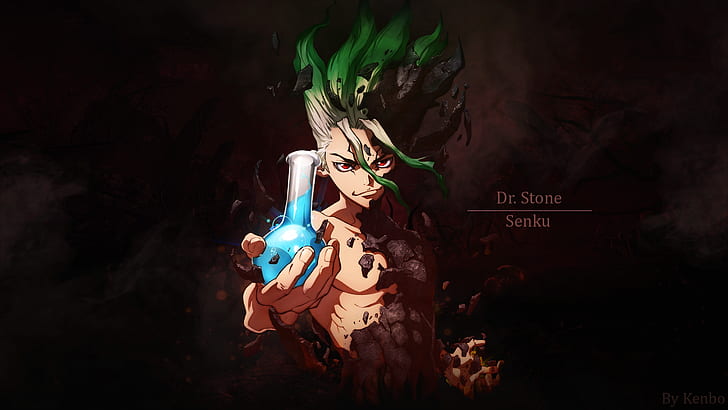 Dr Stone, green hair, experiments, science fiction, stone Free HD Wallpaper