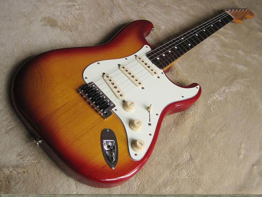 Fender Jazzmaster Electric Guitar, arts culture and entertainment, red, fretboard, stratocaster Free HD Wallpaper