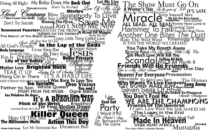 Freddie Mercury in Black Text, silhouette, teenager, human body part, freddie mercury Free HD Wallpaper
