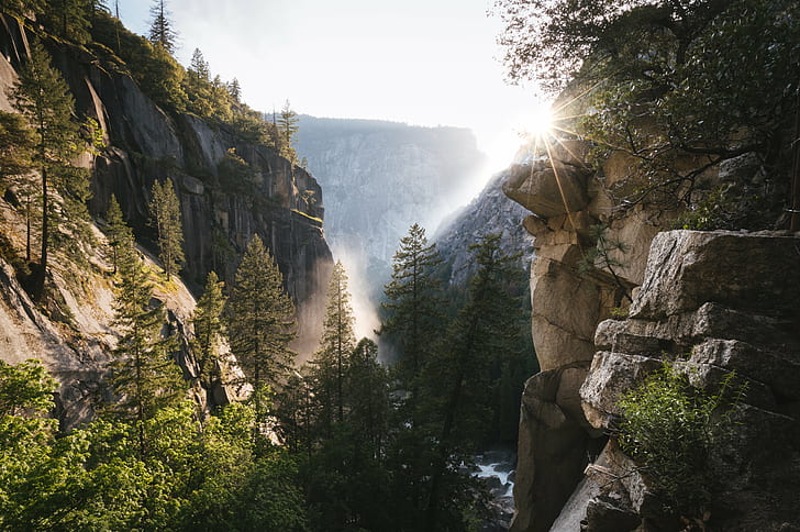 Grand Canyon National Park, sunset, lens  flare, nature, burst