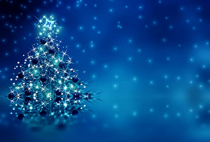 holiday, christmas, sparkles, blue Free HD Wallpaper