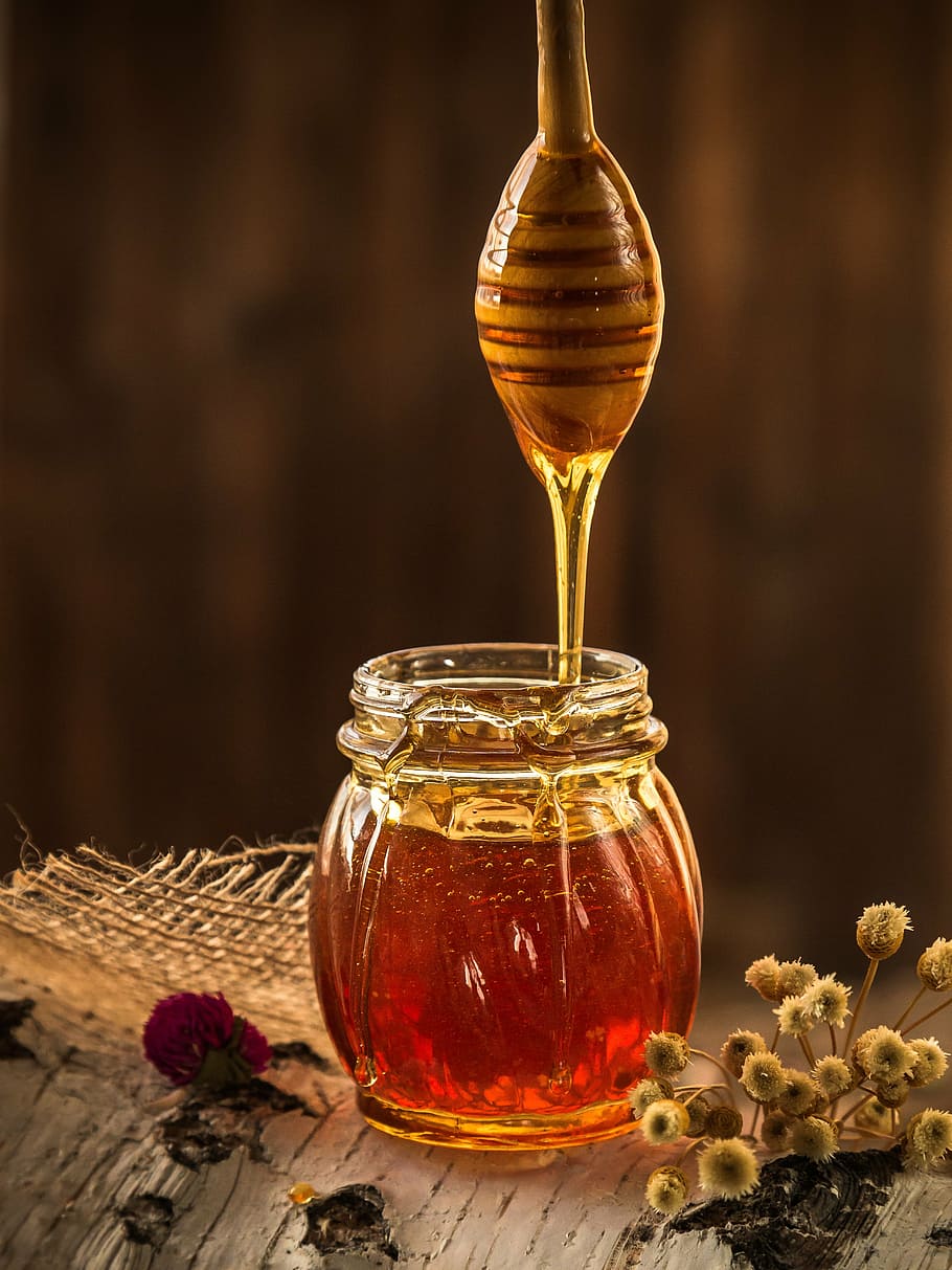 Honey Jar Labels, honey, glass, glass  material, transparent Free HD Wallpaper