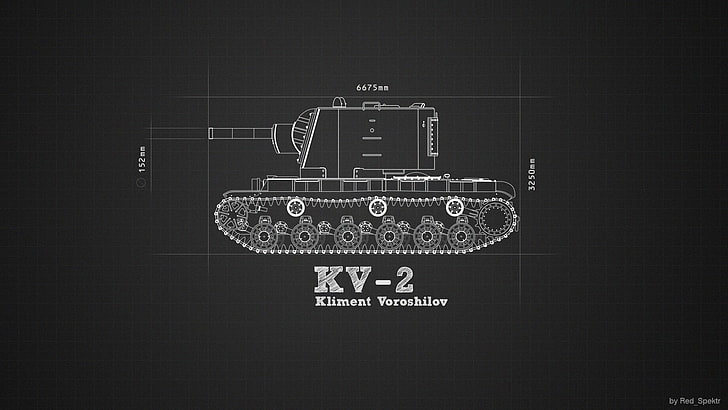 KV 2 Tank Blueprint, black background, sign, kliment, creativity Free HD Wallpaper