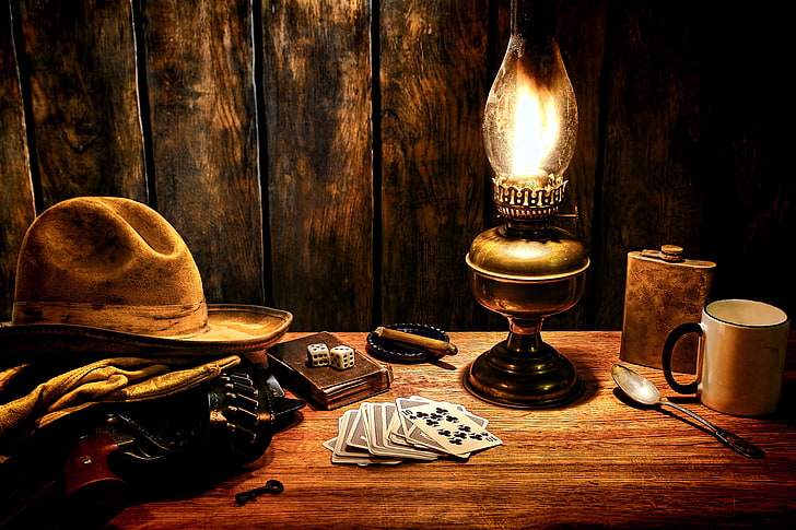 Leather Cowboy Hat, food, flame, equipment, electric lamp