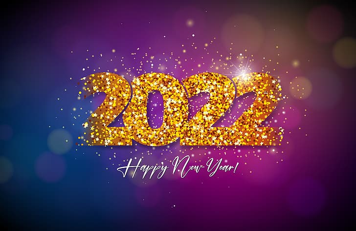 New Year 2022 Card Design, new year, decoration, sparkling, 2022 Free HD Wallpaper