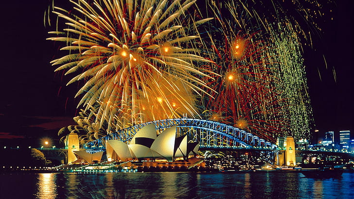 New Year's Eve Appetizers, australia, sydney opera house, bridge,, sydney Free HD Wallpaper