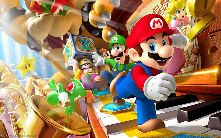 Nintendo DS Mario, art and craft, large group of objects, indoors, video games Free HD Wallpaper