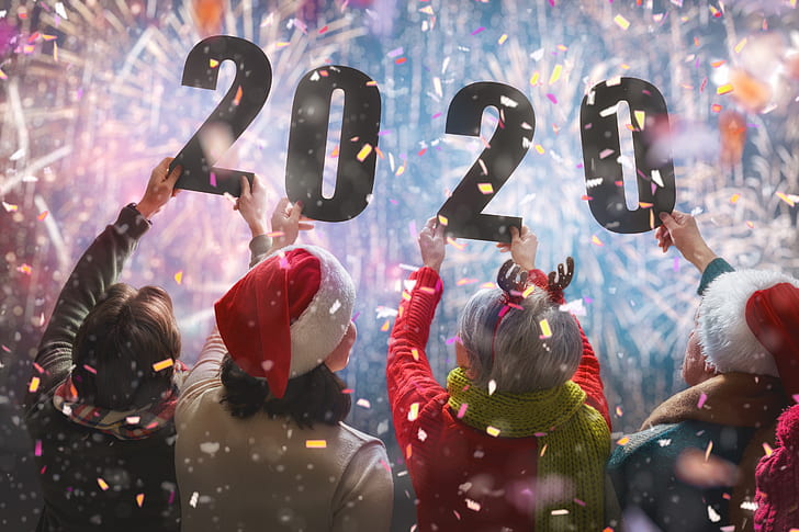Obdience People, new year, back, confetti, hands Free HD Wallpaper