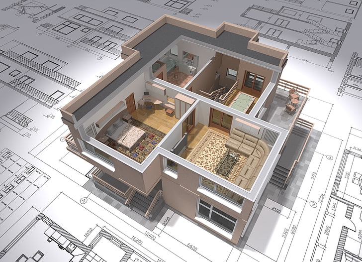 Open Floor House Plans, domestic room, nature, modern, planning Free HD Wallpaper