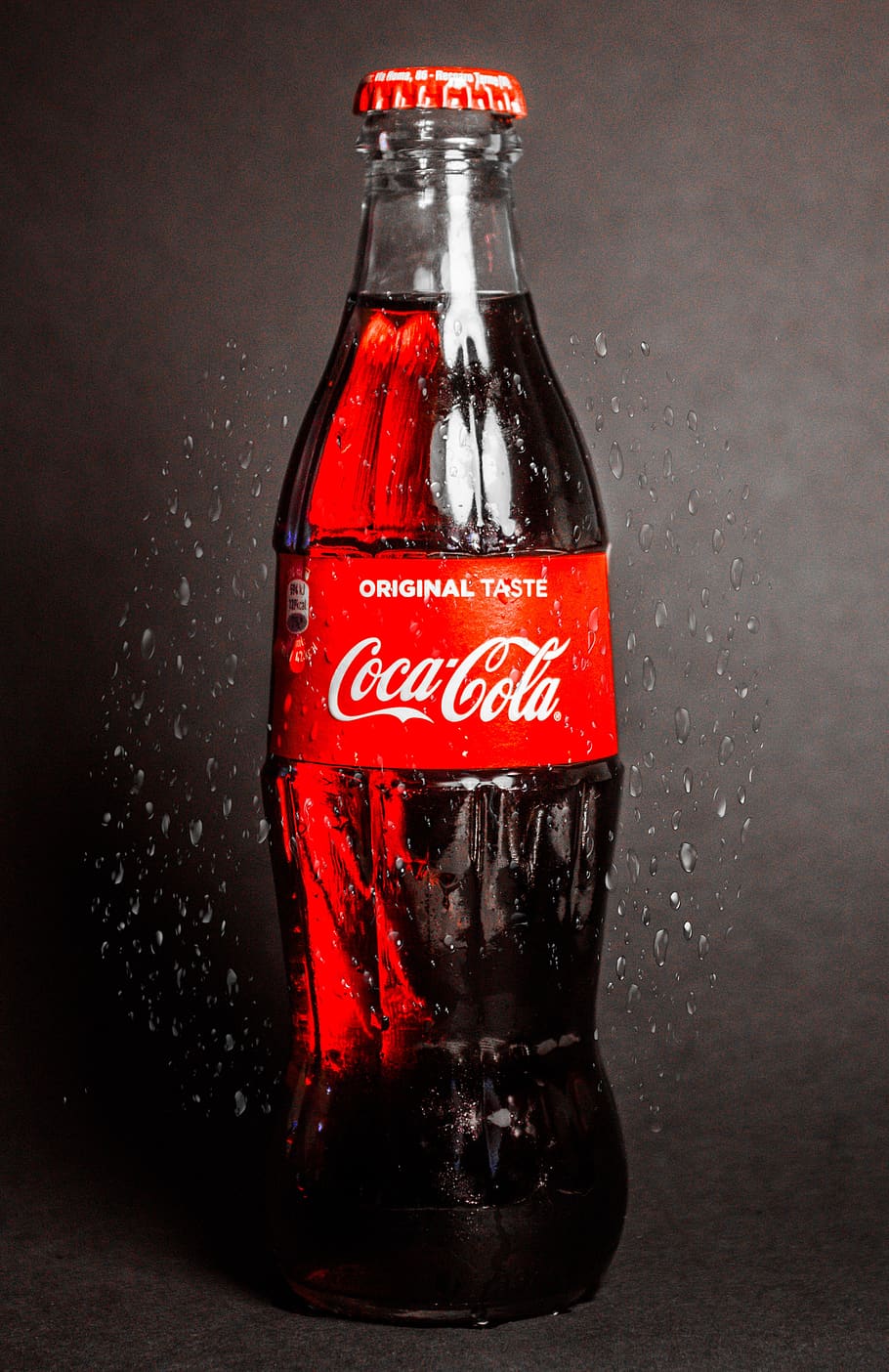 Original Coca-Cola Bottle, container, studio shot, glass  material, bubbles Free HD Wallpaper