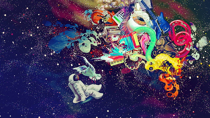 Outer Space Trippy Astronaut, no people, men, celebration, toy Free HD Wallpaper