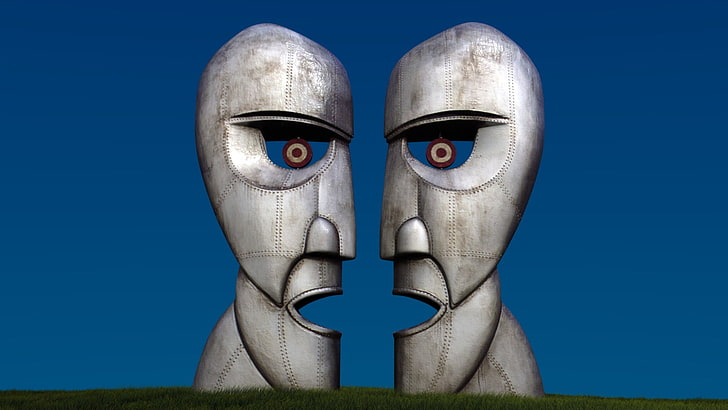 Pink Floyd Division Bell Album Cover, human representation, portrait, metal, anthropomorphic face Free HD Wallpaper