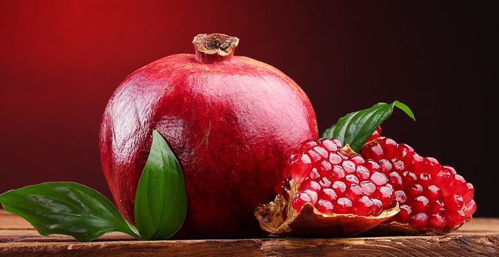 Pomegranate, indoors, rustic, sweet food, ripe Free HD Wallpaper