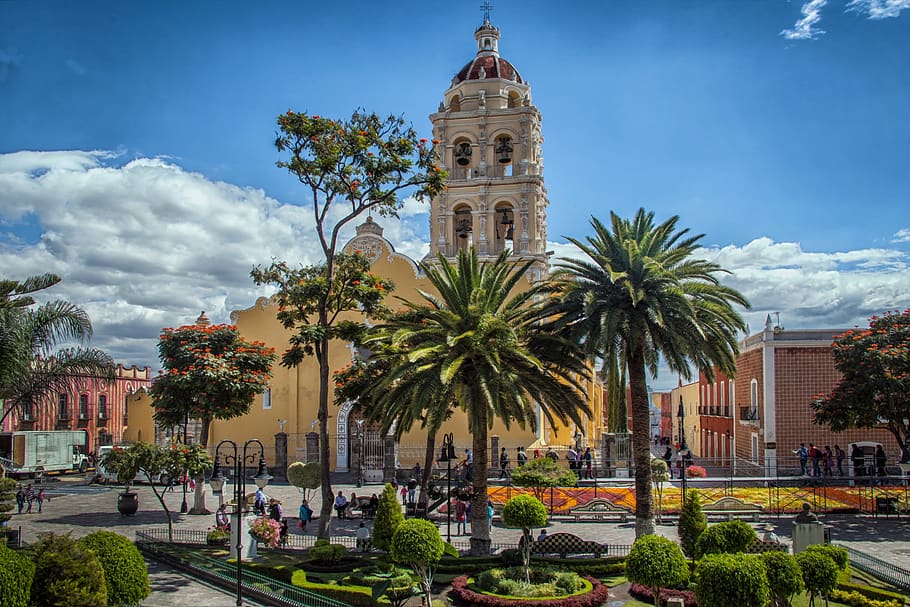 Puebla Mexico People, place of worship, church, nature, zocalo