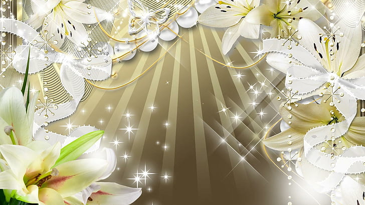 Purple Butterfly On Flower, lilies, 3d and ab, silver, sparkles Free HD Wallpaper