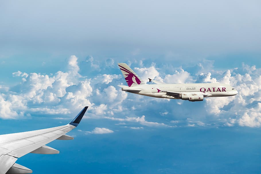 Qatar Airways Aircraft, air vehicle, airliner, aircraft wing, aircraft