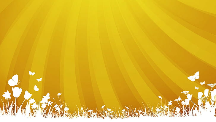 silhouette, sunburst, vector, yellow Free HD Wallpaper