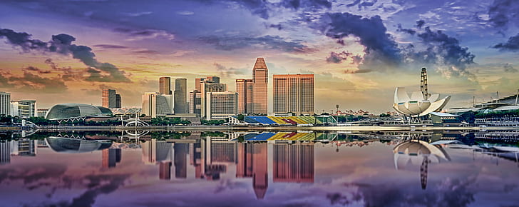 Singapore Skyline Day, river, flickr, night, famous place Free HD Wallpaper