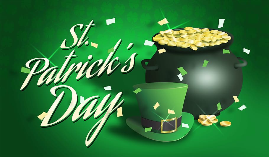 St. Patrick's Day Logo, luck, text, vegetable, indoors Free HD Wallpaper