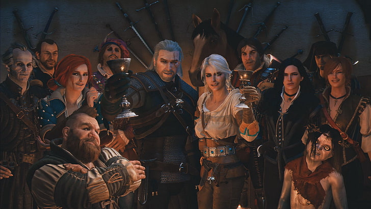 Triss Witcher 3, witcher, young men, eskel, zoltan chivay