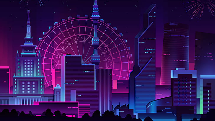 Unique Laptop, fireworks, minimal neon city, others Free HD Wallpaper