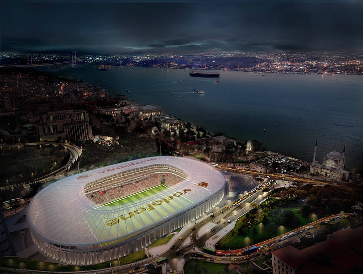 Vodafone Stadium, skyscraper, aerial view, city, nature