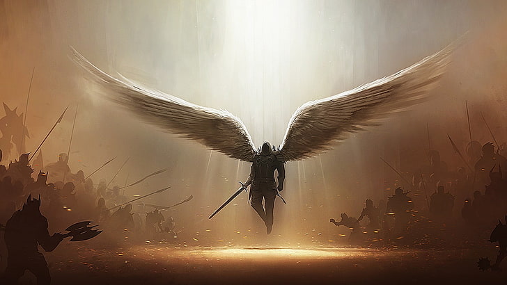 Warrior Angel, tyrael, feather, event, animal wing Free HD Wallpaper