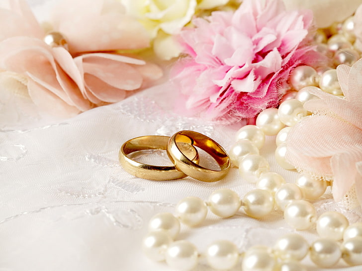 Wedding Pink, pearl jewelry, love, wealth, romance Free HD Wallpaper