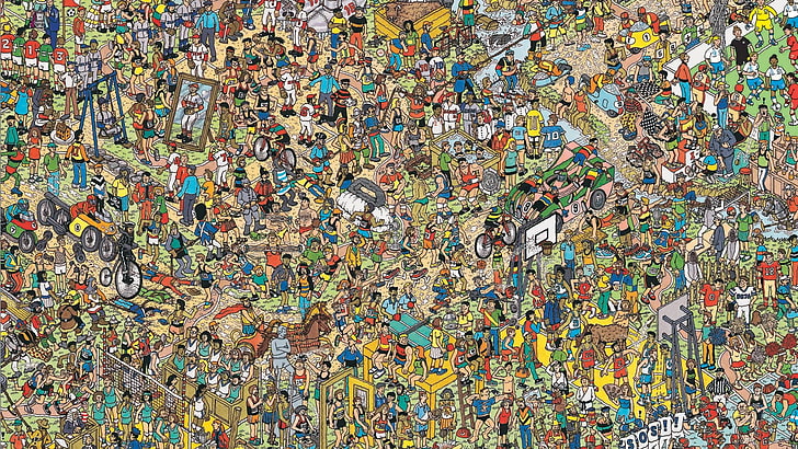Where's Wally Printable, wheres wally, high angle view, group of people, day Free HD Wallpaper