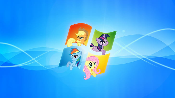 Windows Me Pony, mlp fim, fluttershy, twilight sparkle, applejack Free HD Wallpaper