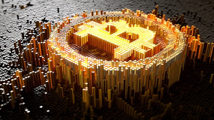 1 Bitcoin, indoors, celebration, orange color, temptation Free HD Wallpaper