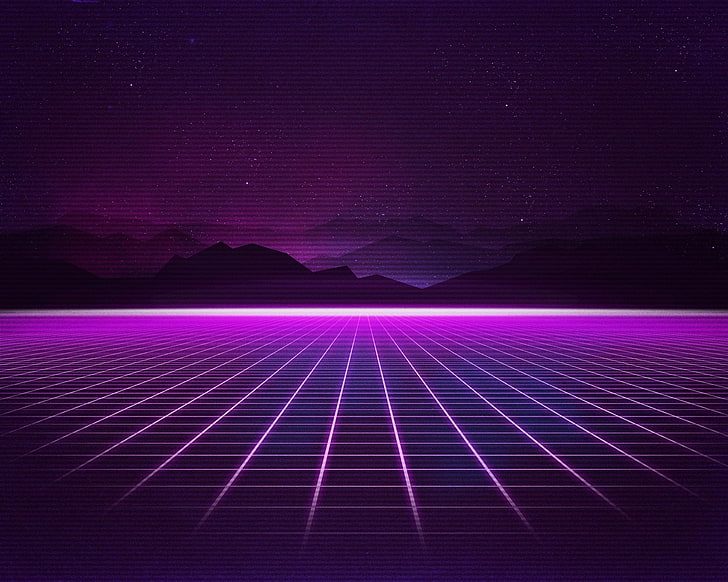 80s Neon Graphics, grid, mountain, synthwave, artistic Free HD Wallpaper