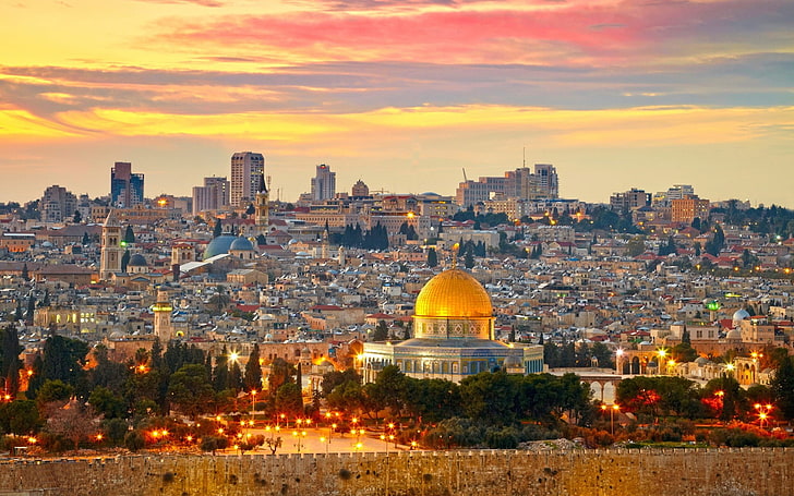 Ancient Jerusalem, spirituality, office building exterior, sunset, travel Free HD Wallpaper