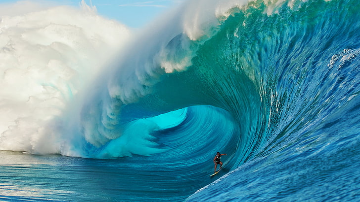 Biggest Wave Recorded, surfing, one person, mobile, nature Free HD Wallpaper