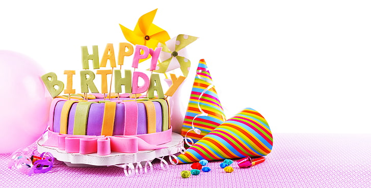 Birthday Cake Pie, indoors, happy, hat, striped Free HD Wallpaper