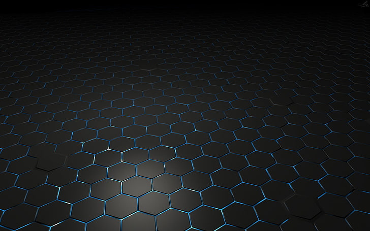 Black Hexagon Tile, closeup, design, natural pattern, shape Free HD Wallpaper