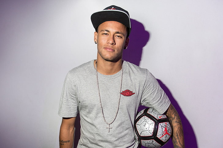 Brazil Soccer Players, front view, adult, looking at camera, studio shot