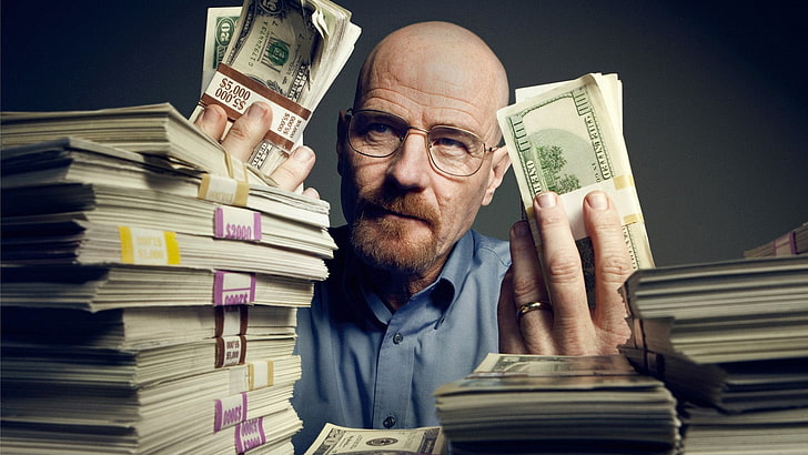 Breaking Bad Lying On Money, men, abundance, walter white, publication Free HD Wallpaper