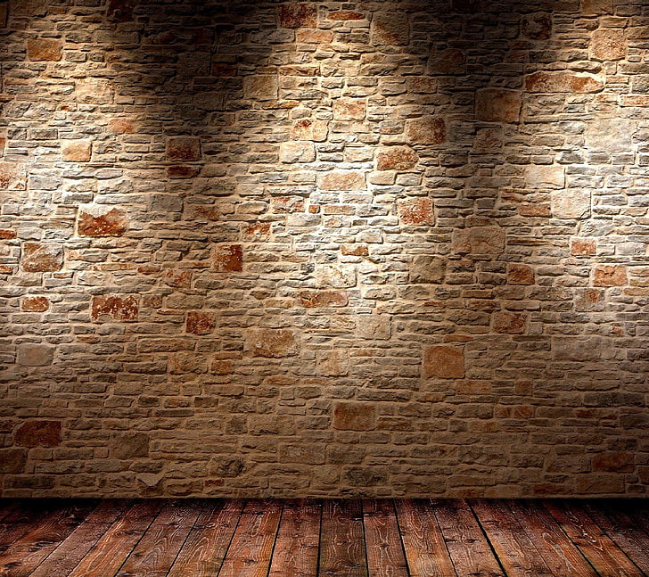 Brick Wall Corner, wood, full frame, hardwood floor, wood  material Free HD Wallpaper