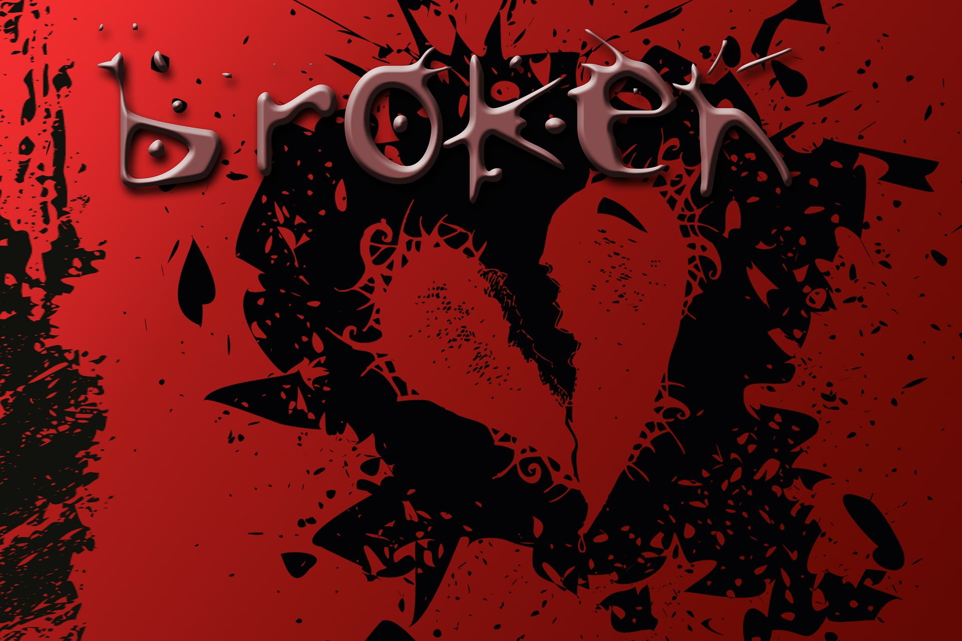 Broken Heart Gothic, creativity, text, emotion, paint