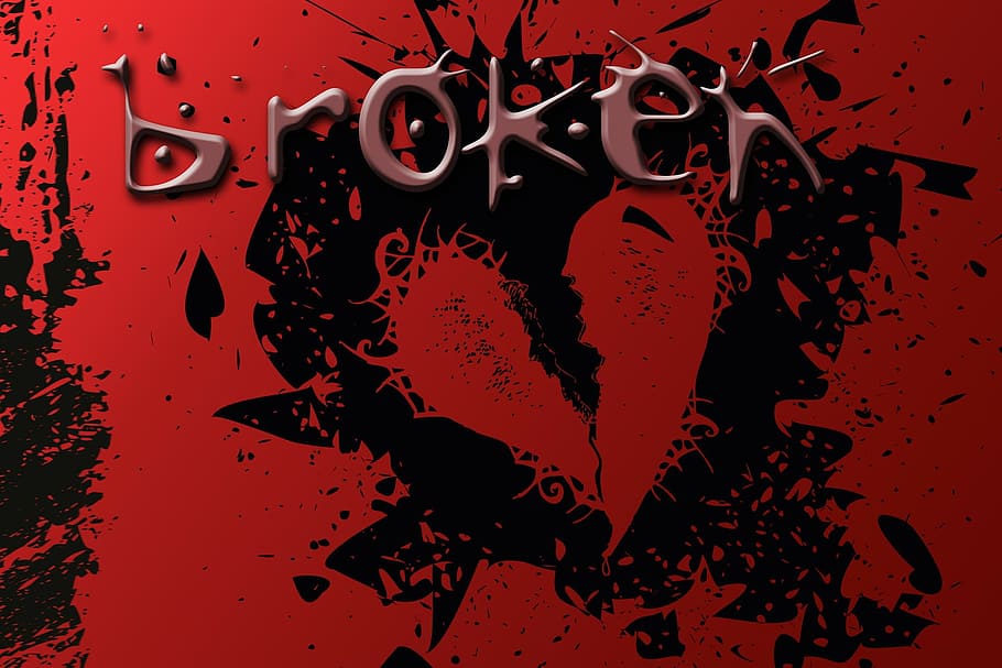 Broken Heart Gothic, creativity, text, emotion, paint Free HD Wallpaper