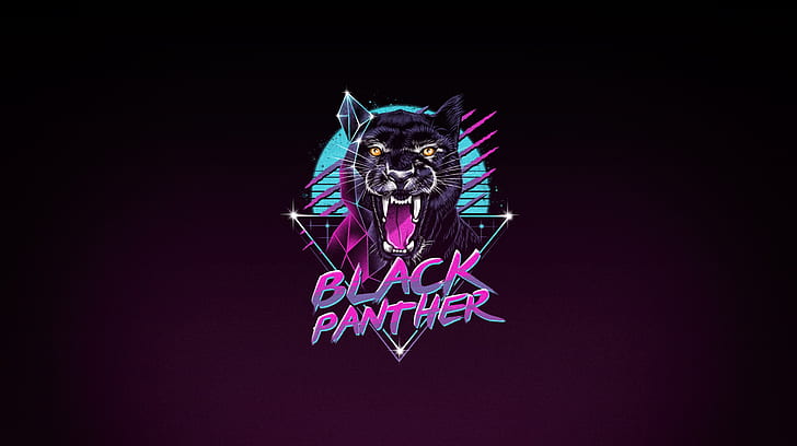 Cool Black Panther Art, synthwave, retrowave, art, new retro wave Free HD Wallpaper