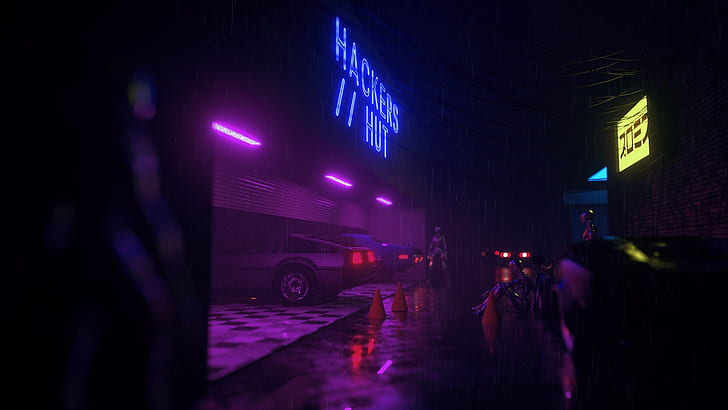 Cyberpunk Hoodie, trey trimble, retrowave, retrouve, rendering Free HD Wallpaper