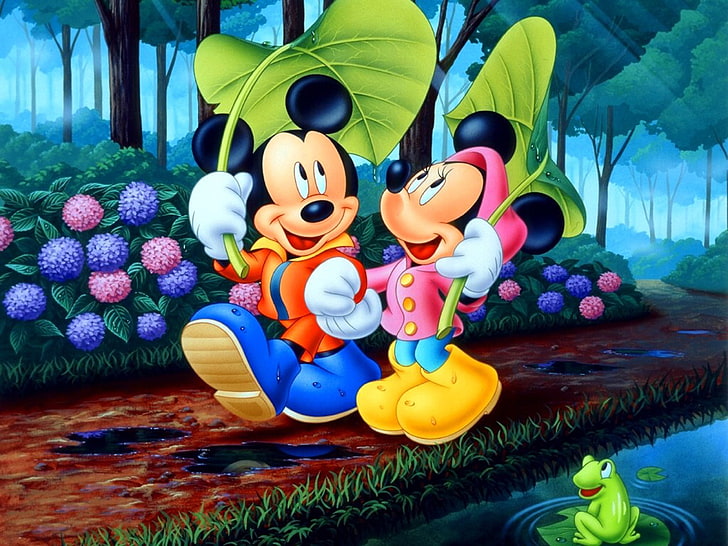 Disney Mickey & Minnie Mouse, large group of objects, plant, no people, human representation Free HD Wallpaper