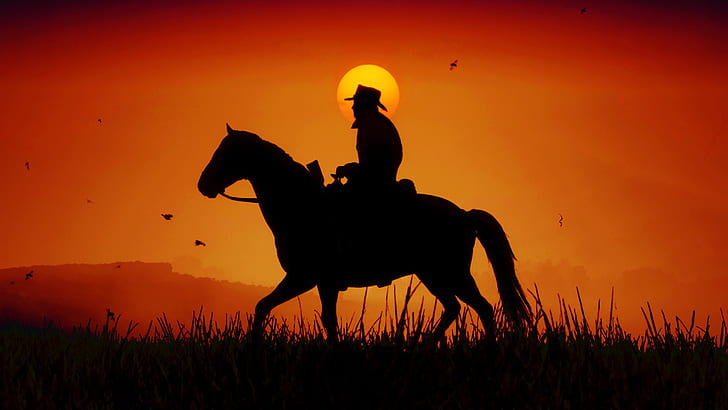 Drawing Room Pic, red dead, cowboy, horse, western Free HD Wallpaper