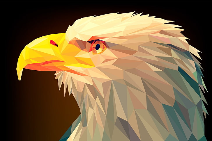Eagle Wing Shape, facets, polygon, digital art, eagle Free HD Wallpaper
